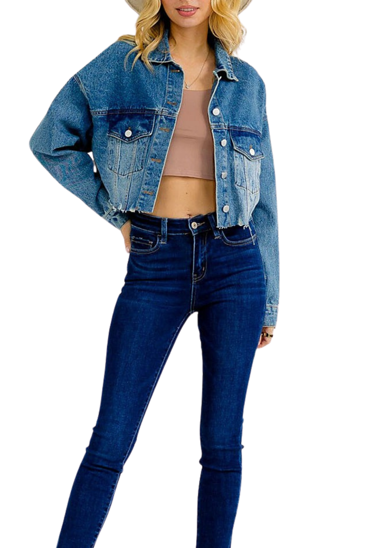 Distressed Cropped Denim Jacket