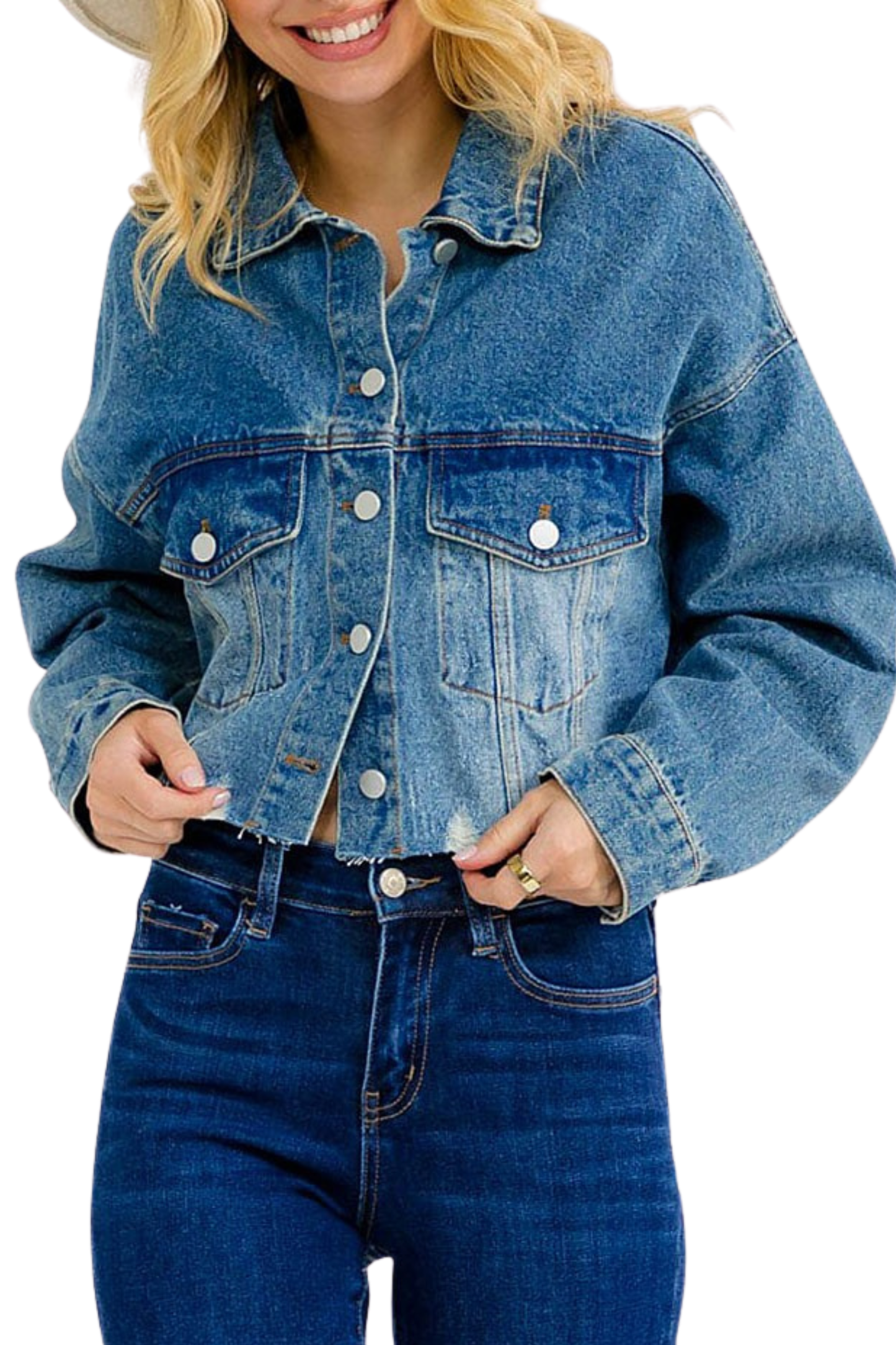 Distressed Cropped Denim Jacket