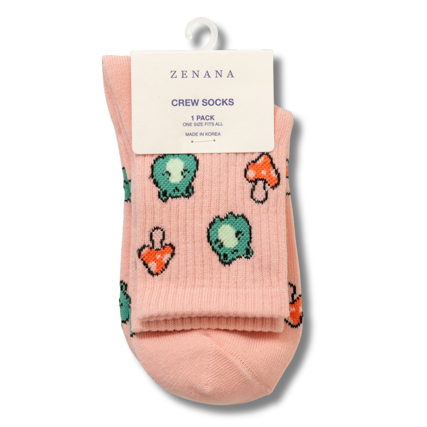 Frog & Mushroom Patterned Crew Socks