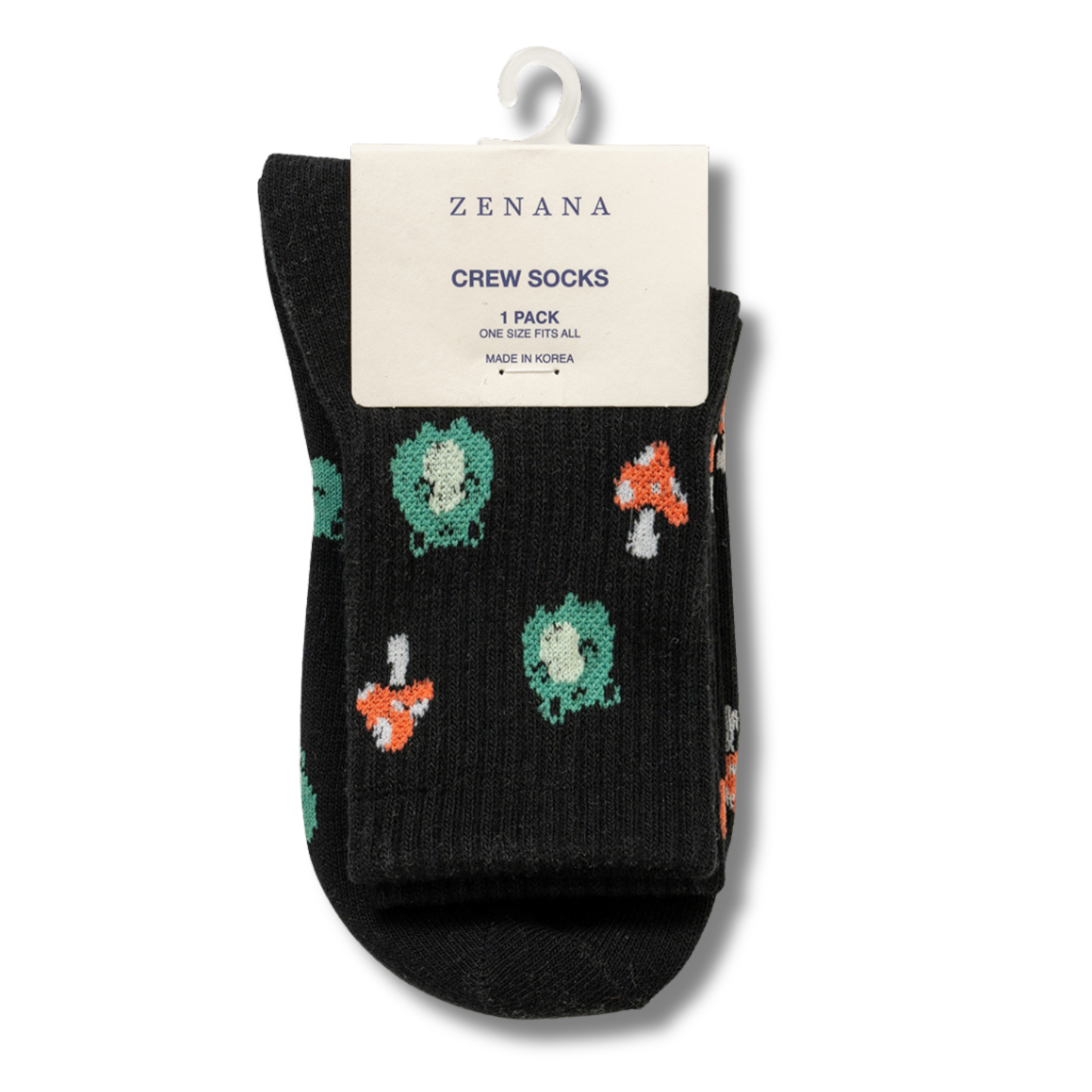 Frog & Mushroom Patterned Crew Socks
