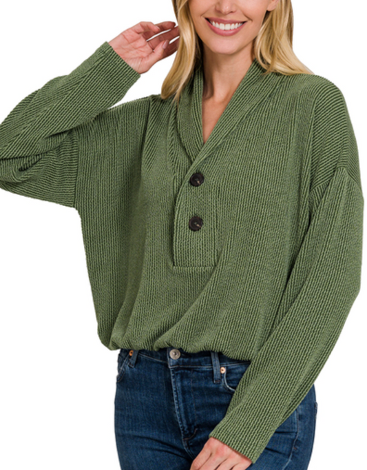 Collared with Button Pull Over