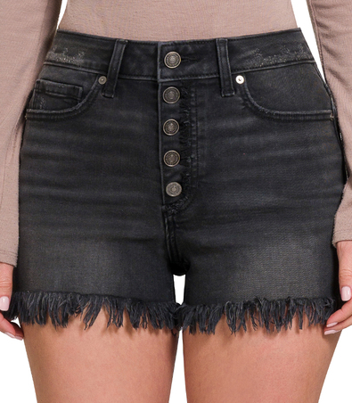 Button Closure Denim Shorts