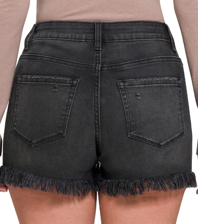 Button Closure Denim Shorts