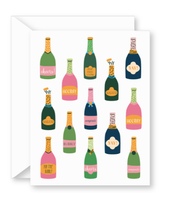 Colorful Champagne Greeting Card