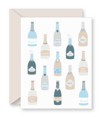 Pastel Blue Champagne Greeting Card