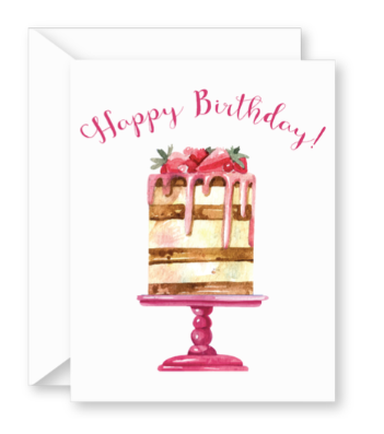 Pink Birthday Cake Greeting Card