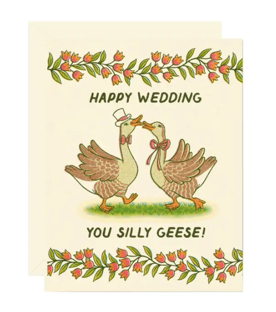 Happy Wedding Day Silly Geese Greeting Card