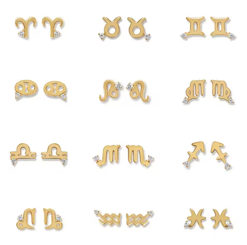 Zodiac Sign Stainless Steel Stud Earrings