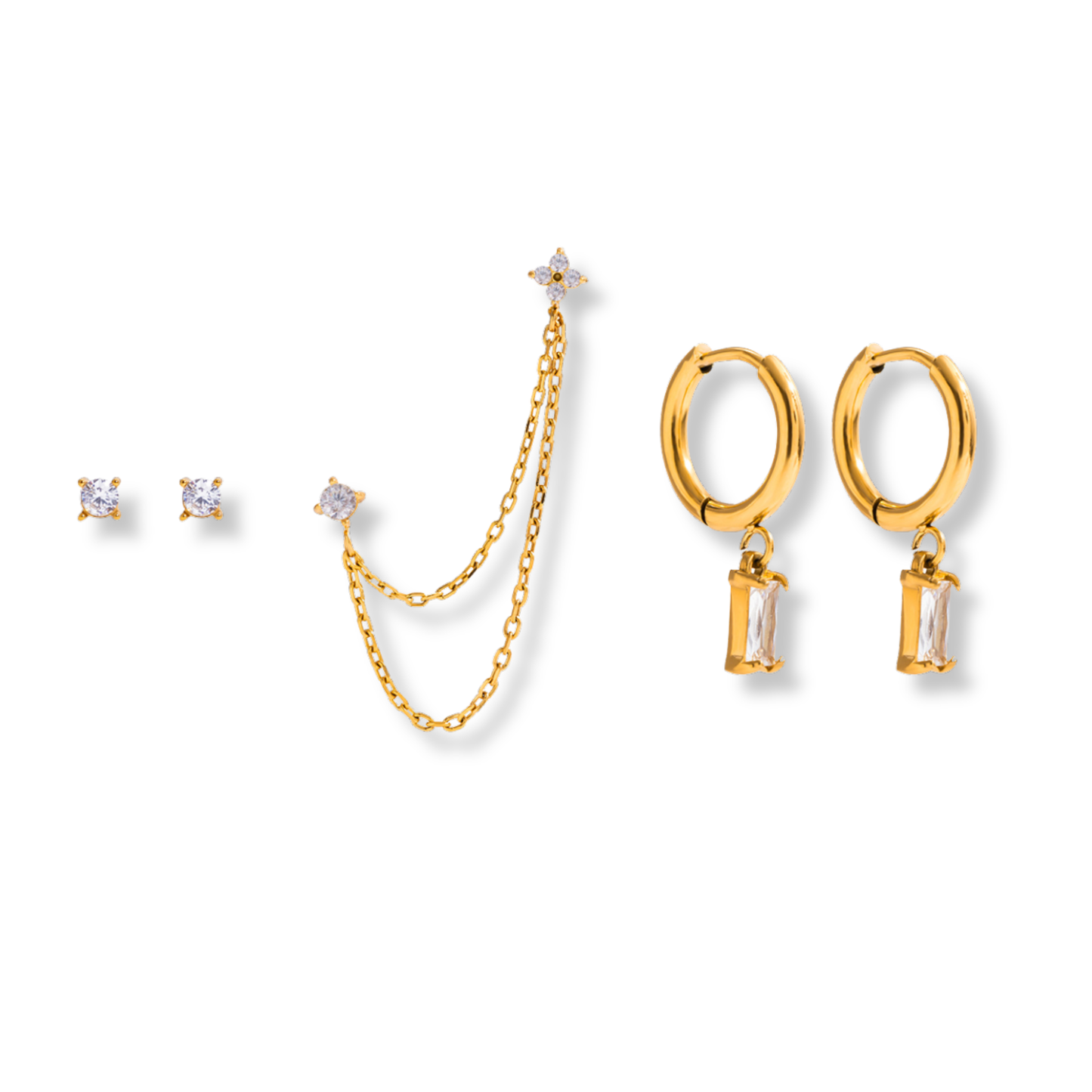 Sestra by Intro Stainless Steel Minimalist Earring Stack Set