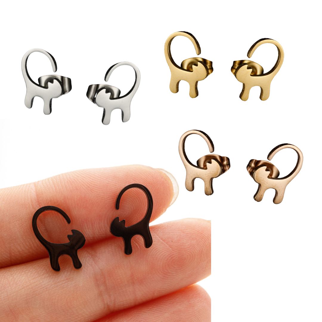 Stainless Steel Halloween Cat Earrings