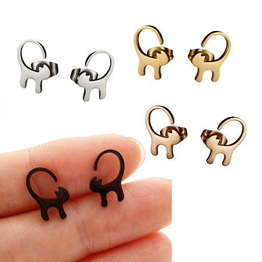 Stainless Steel Halloween Cat Earrings