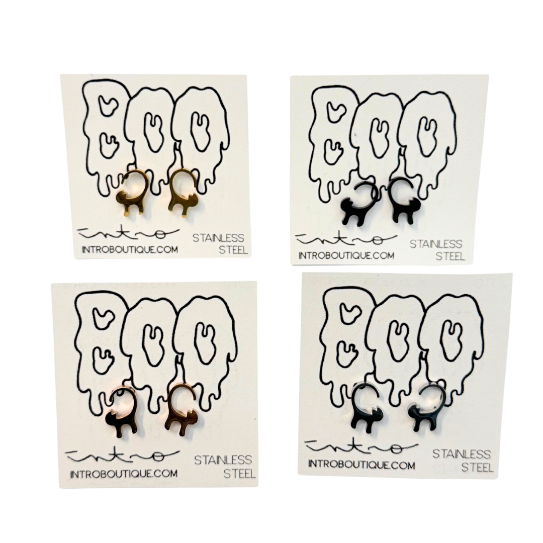 Stainless Steel Halloween Cat Earrings