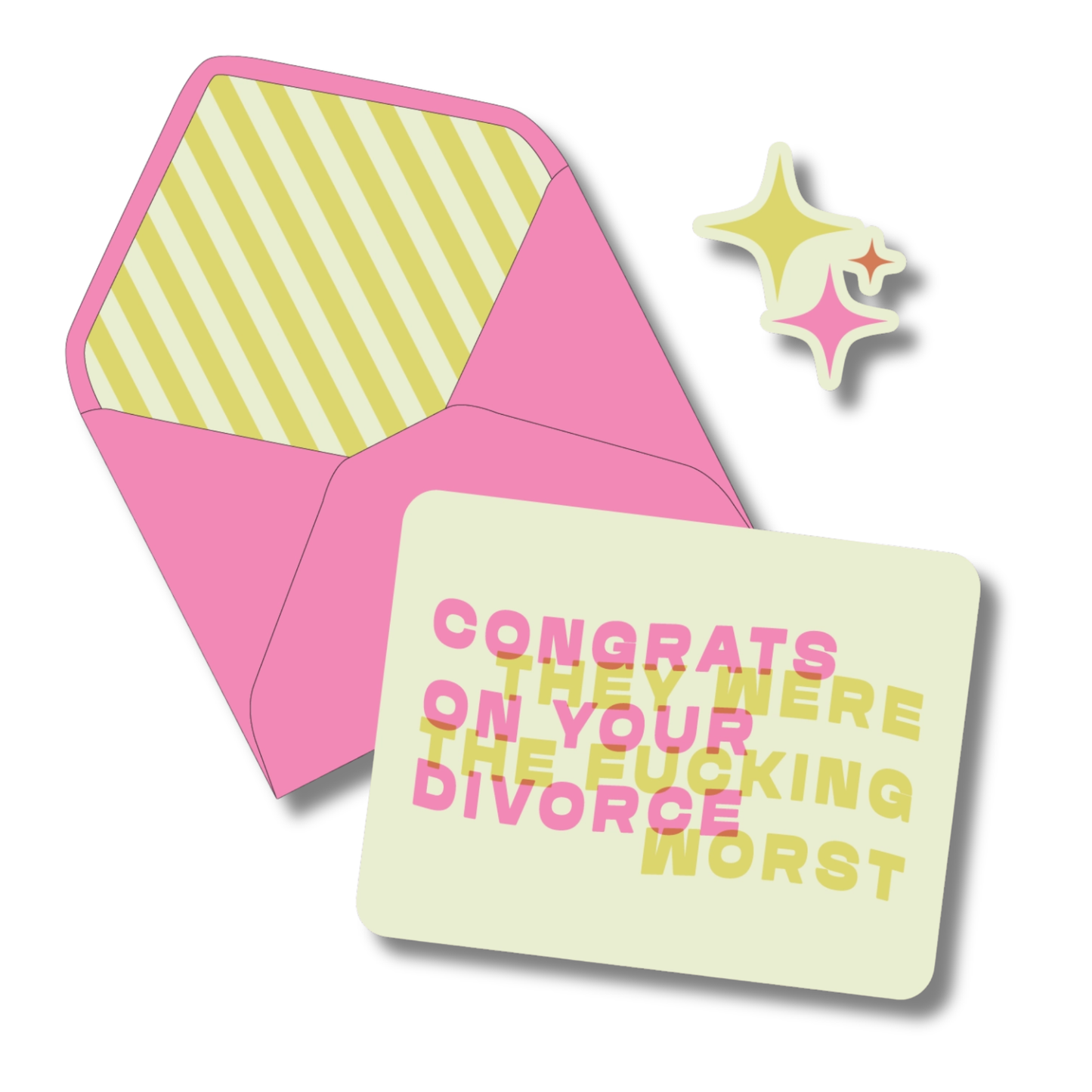 Divorced Greeting Card with Sticker