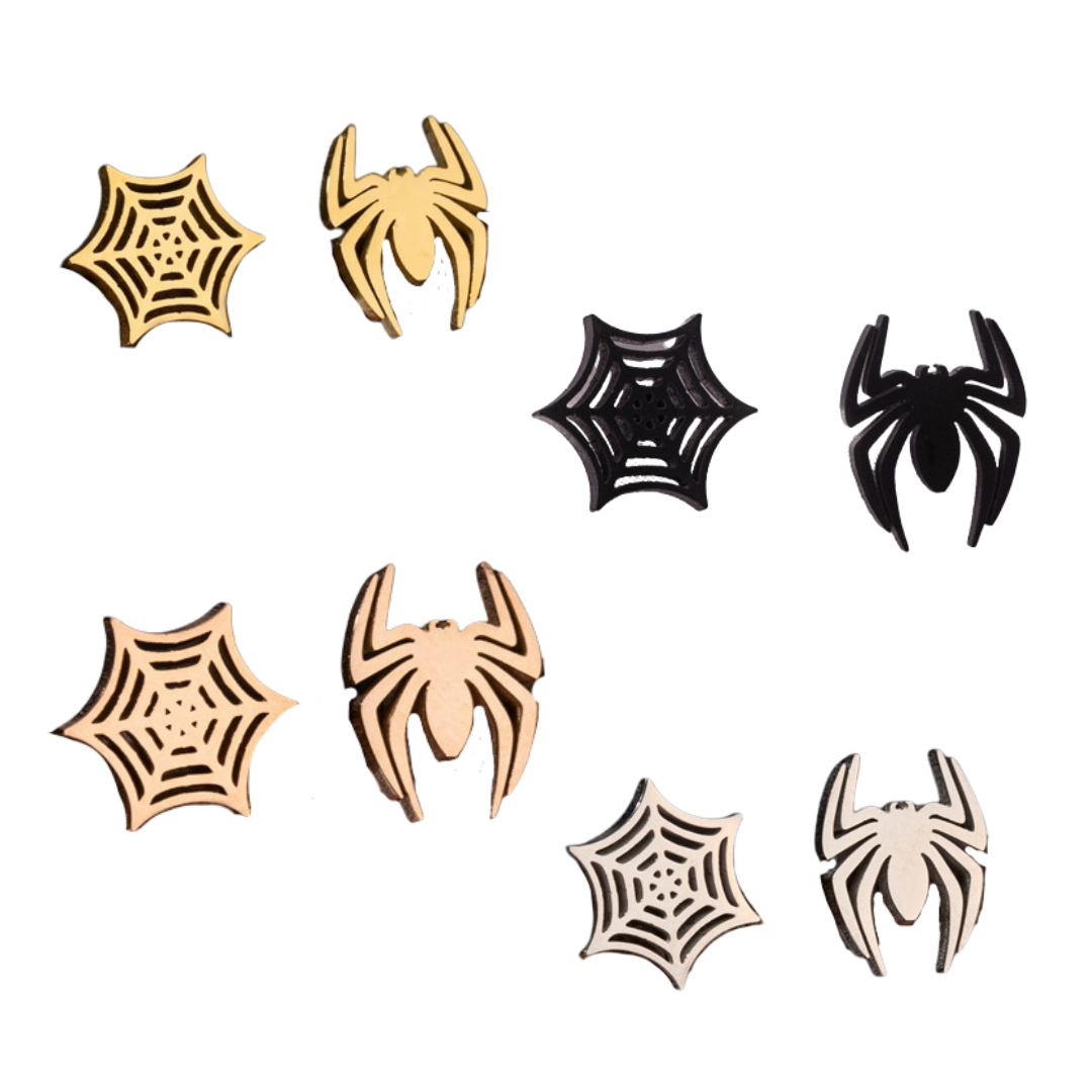 Stainless Steel Halloween Spider & Web Earrings