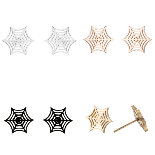 Stainless Steel Halloween Spider Web Earrings