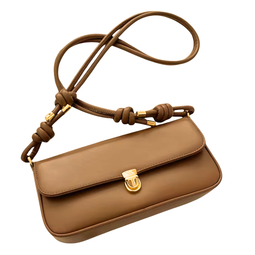 Retro Vegan Leather Shoulder Bag with Gold Clasp