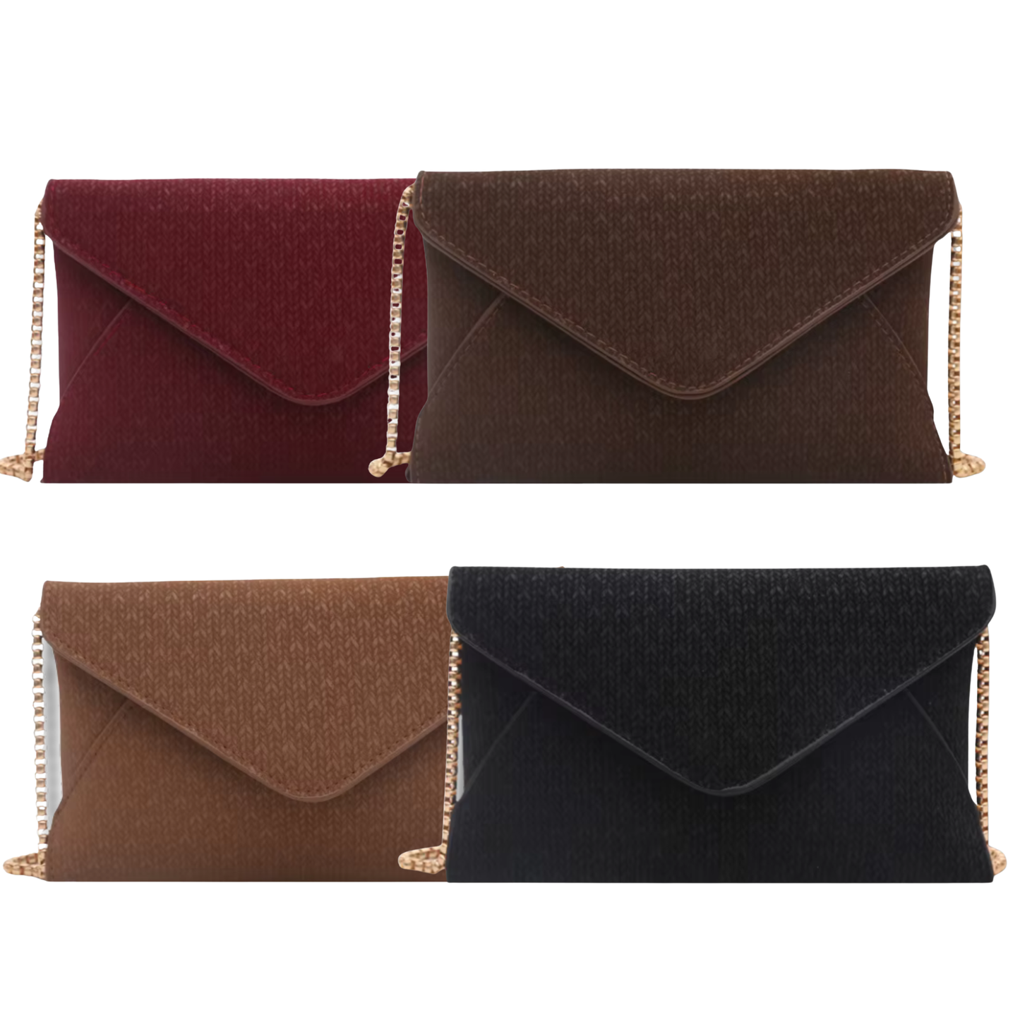 Textured Envelope Clutch with Chain Strap