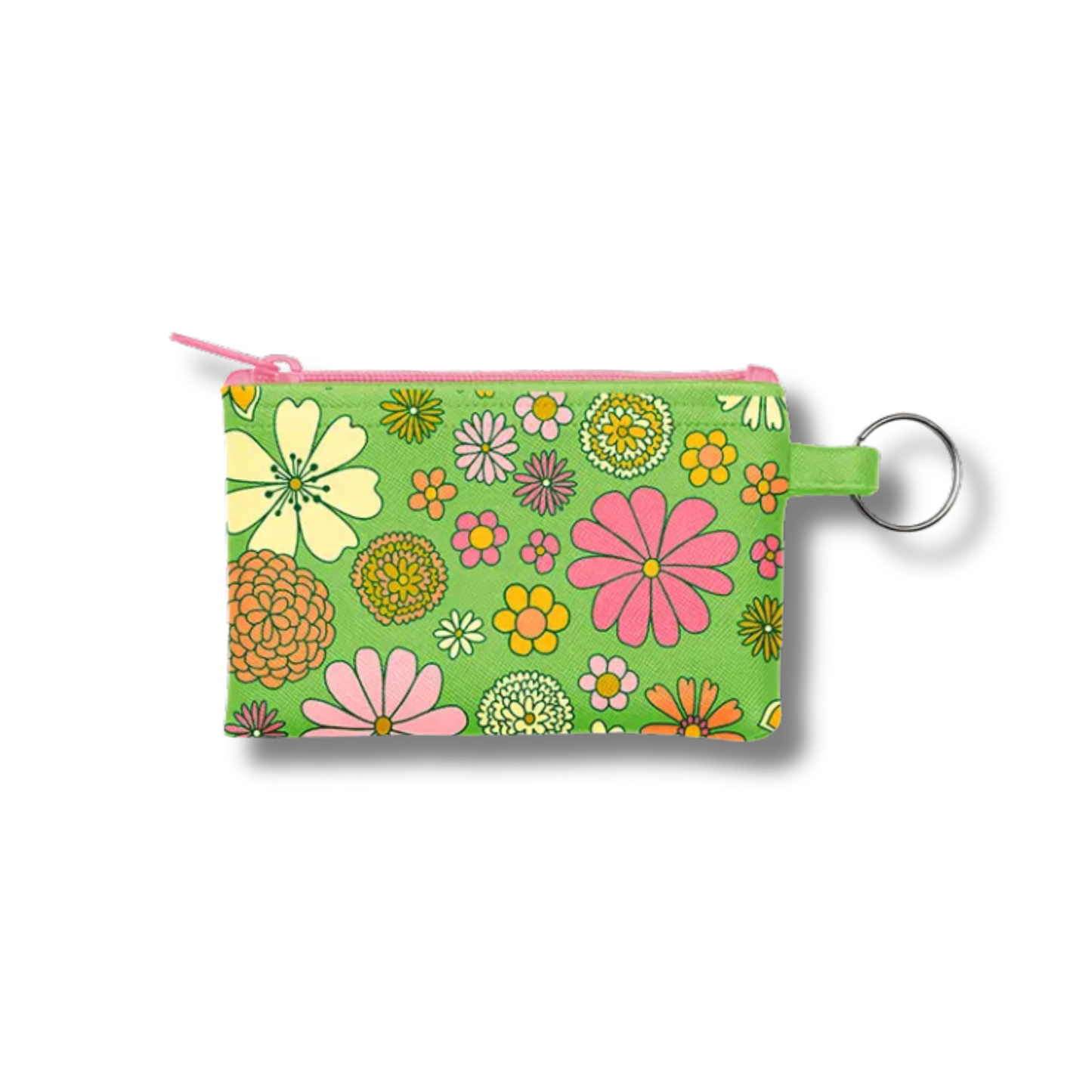 Groovy Floral Coin Purse with Key Ring