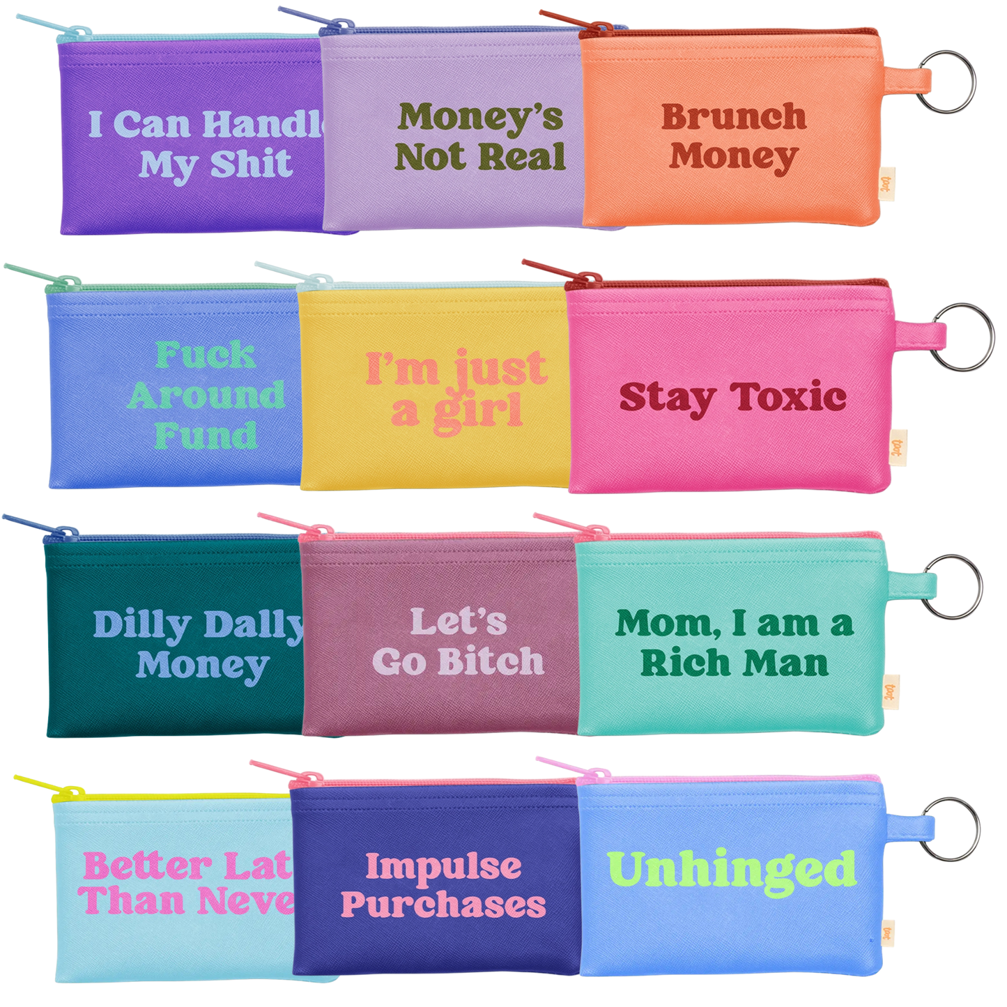Silly Sayings Coin Purse with Key Ring