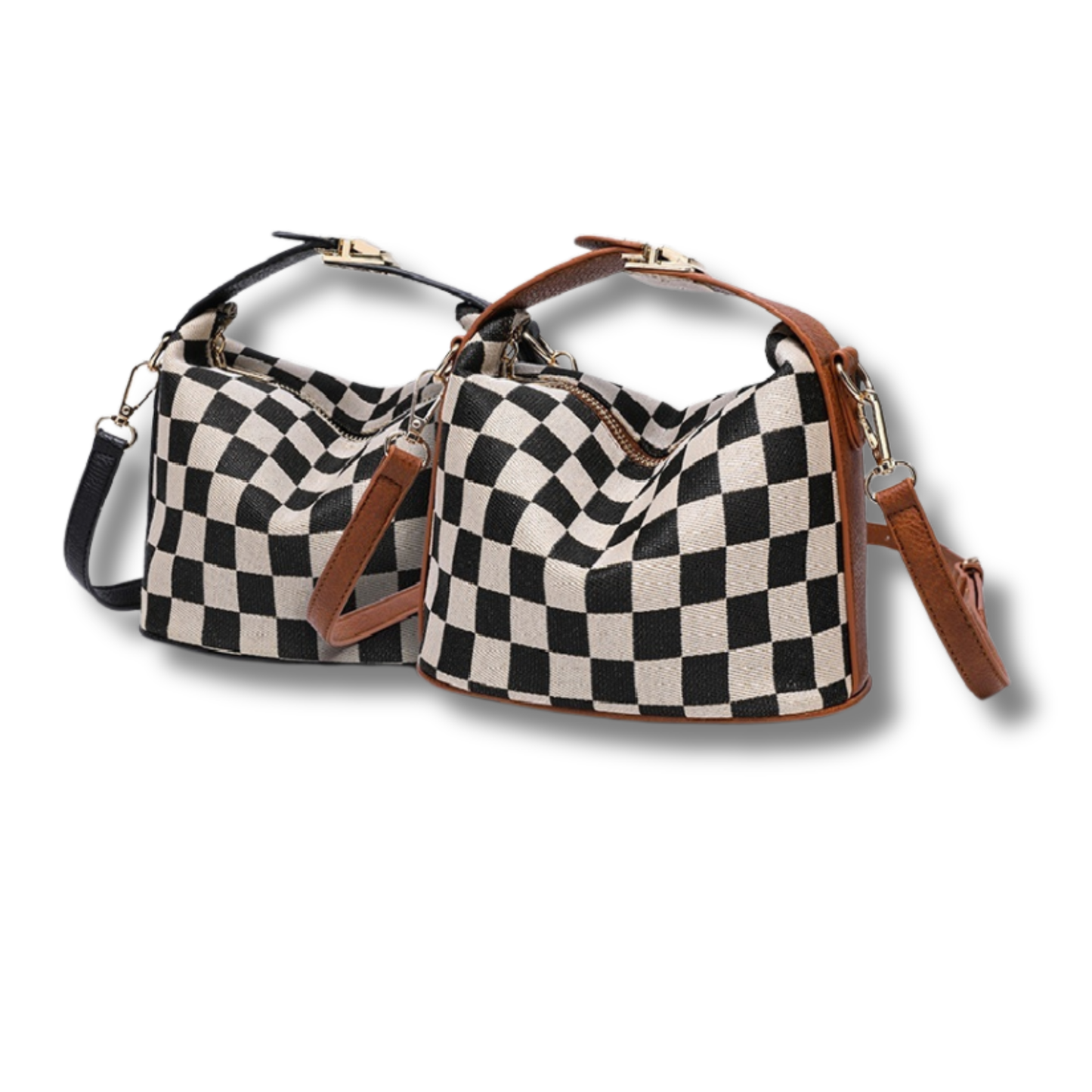 Canvas Checkered Pattern Crossbody Handbag