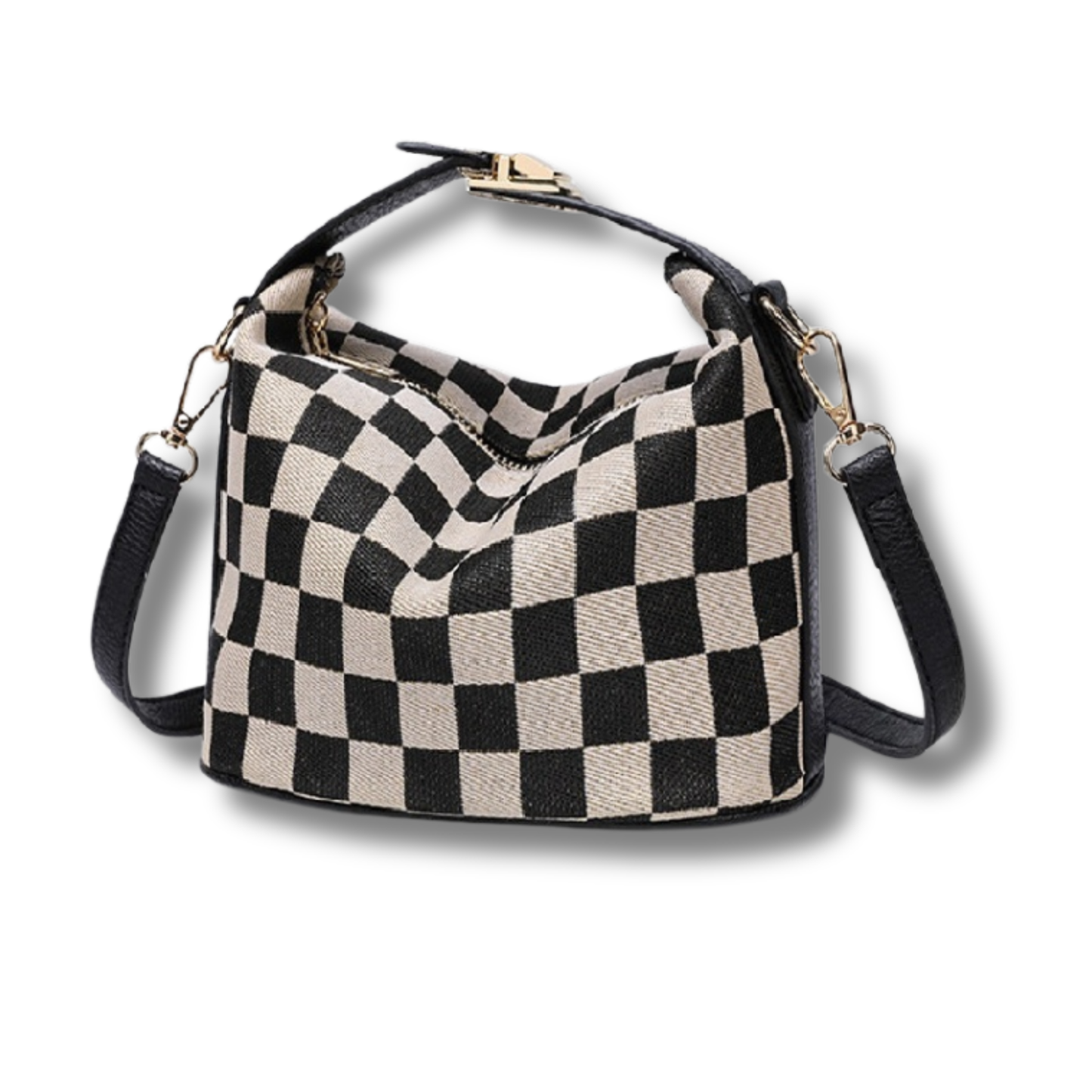 Canvas Checkered Pattern Crossbody Handbag