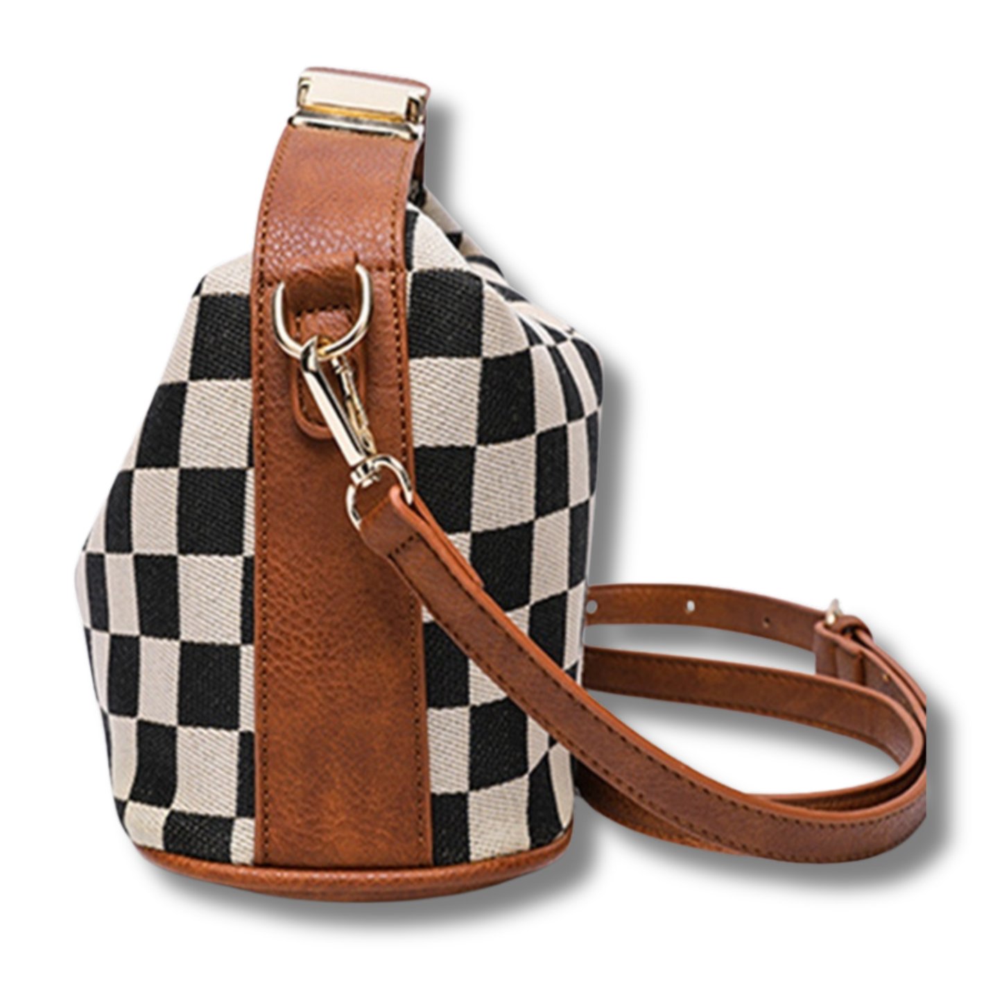 Canvas Checkered Pattern Crossbody Handbag