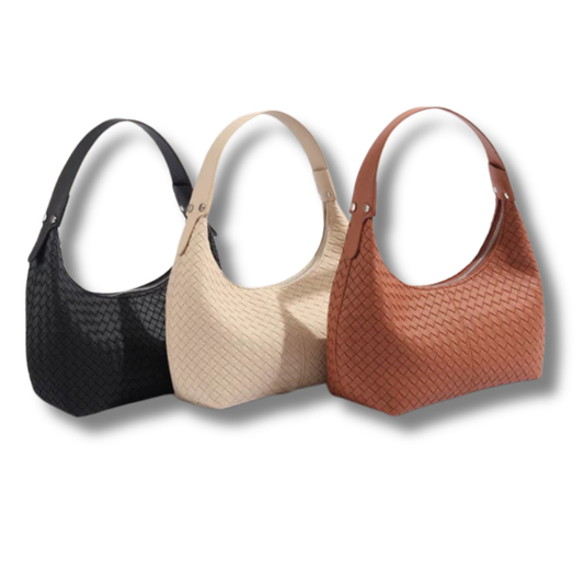 Vegan Leather Woven Shoulder Bag