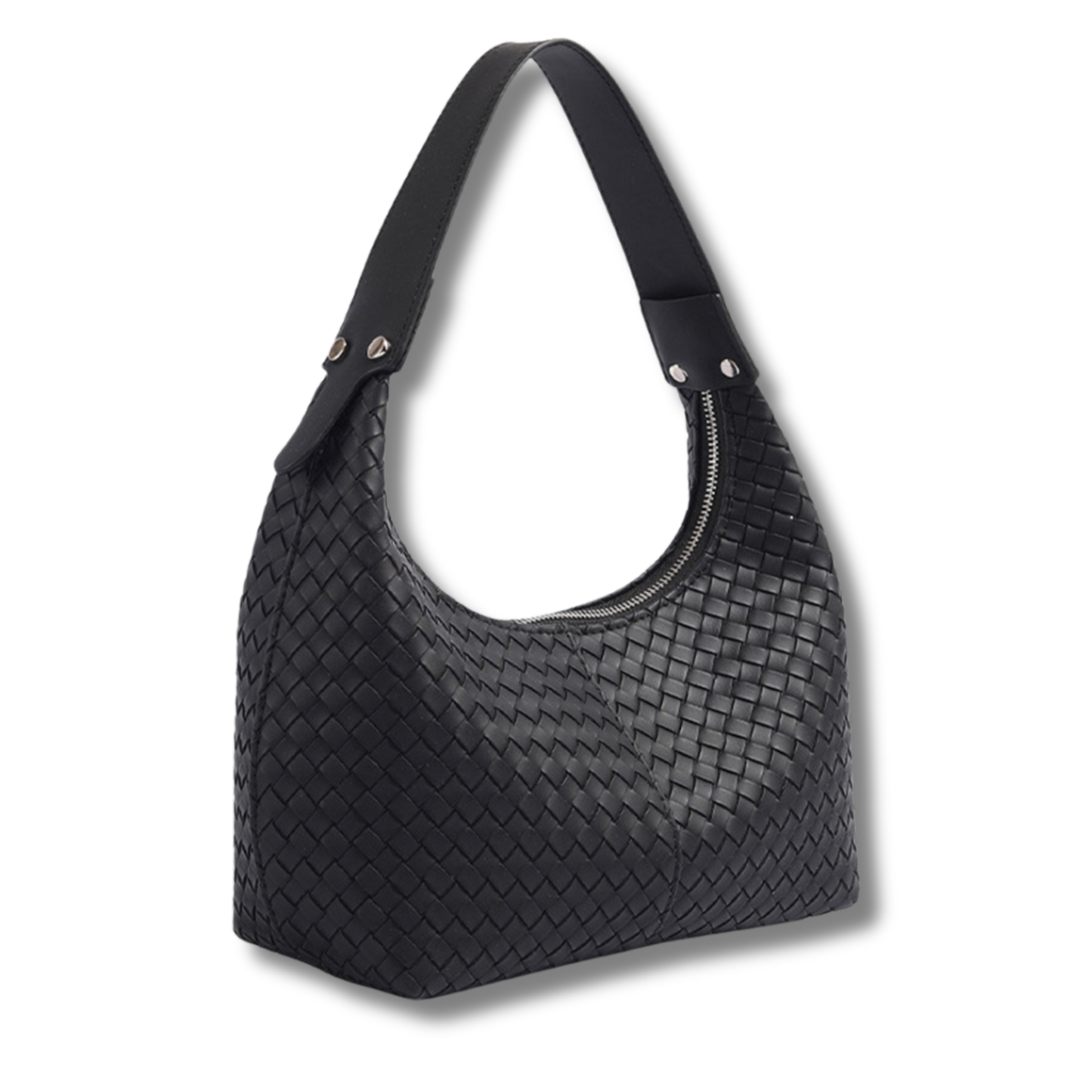 Vegan Leather Woven Shoulder Bag