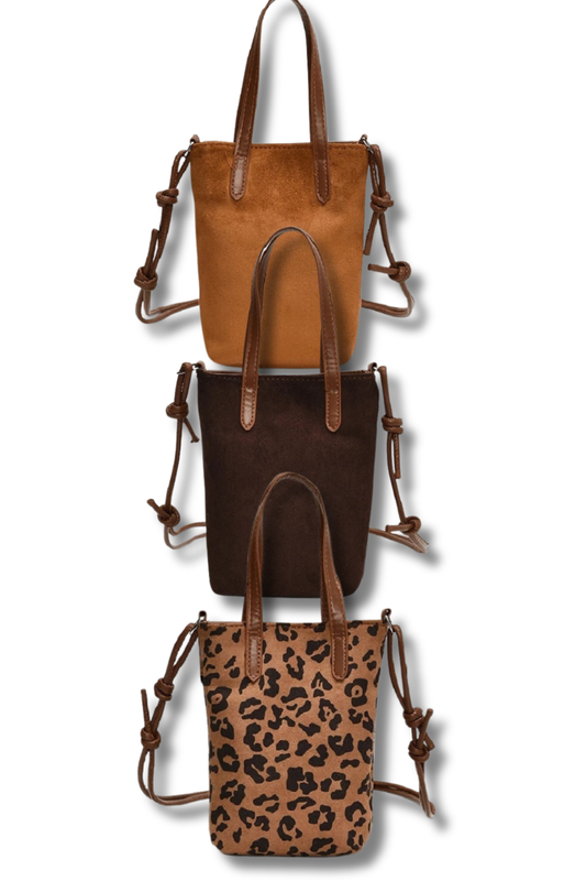 Faux Suede Crossbody Mini Bag
