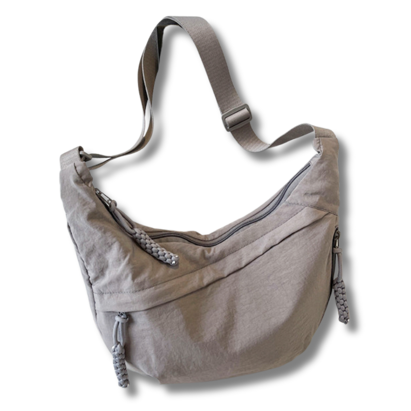 Sporty Nylon Crescent Shaped Crossbody Bag