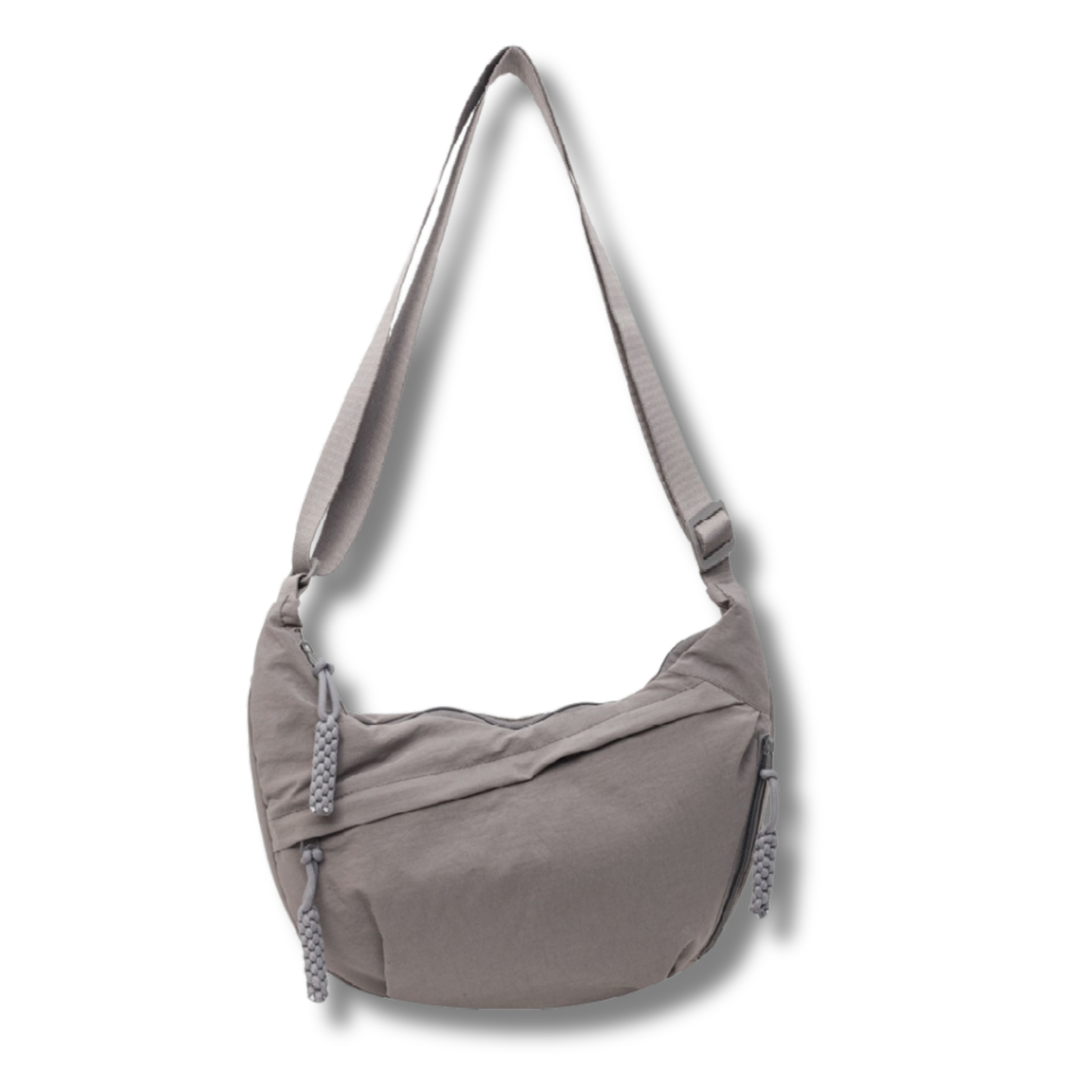 Sporty Nylon Crescent Shaped Crossbody Bag