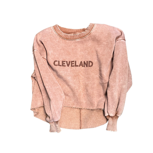 Cleveland Hand Stamped Super Soft Cropped Pullover