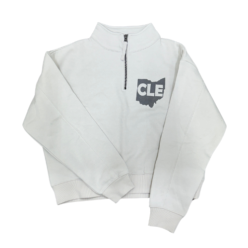 Hand Stamped CLE Ohio Fleece Quarter Zip