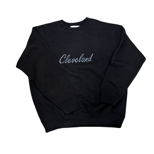 Script Cleveland Hand Stamped Fleece Pullover