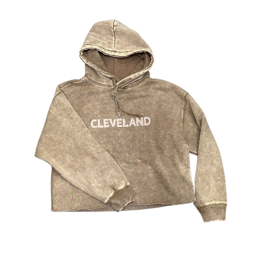 Cleveland Hand Stamped Cropped Hoodie