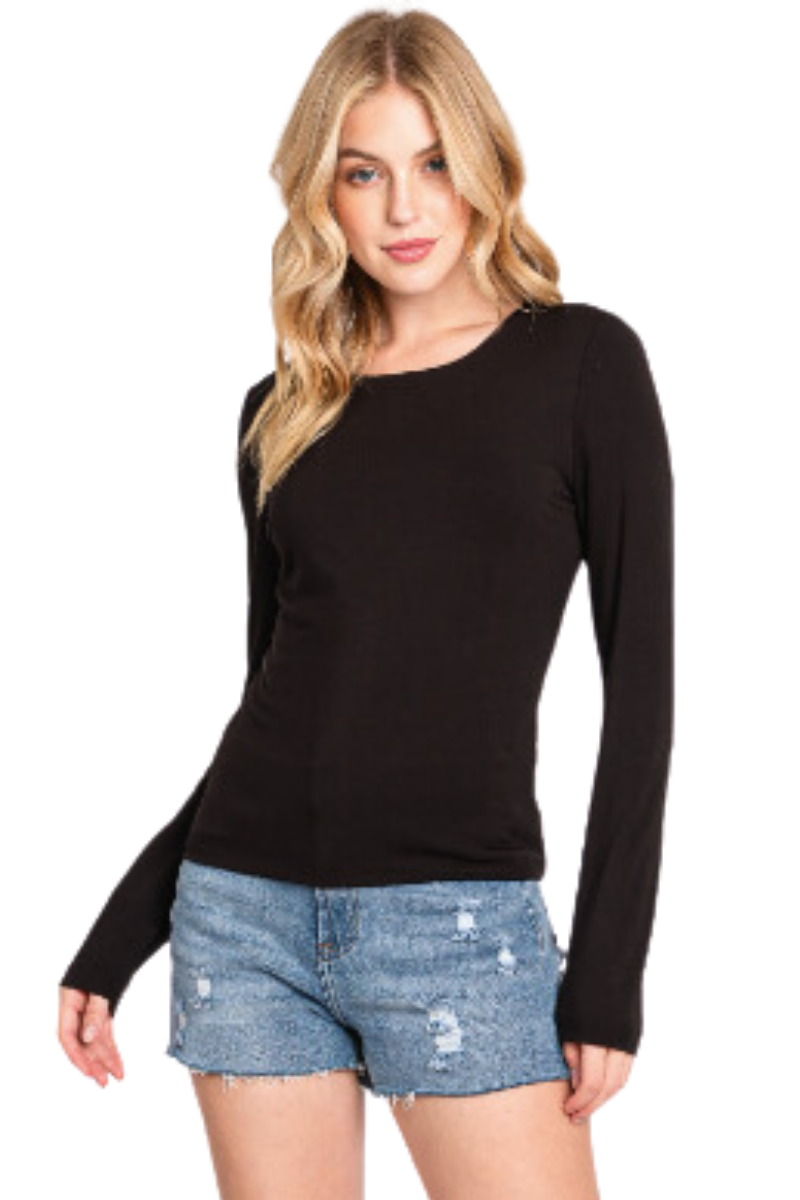 Double Layered Crew Neck Long Sleeve Top