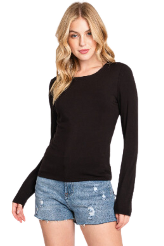 Double Layered Crew Neck Long Sleeve Top