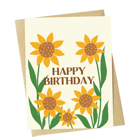 Happy Birthday Sunflower Design Greeting Card