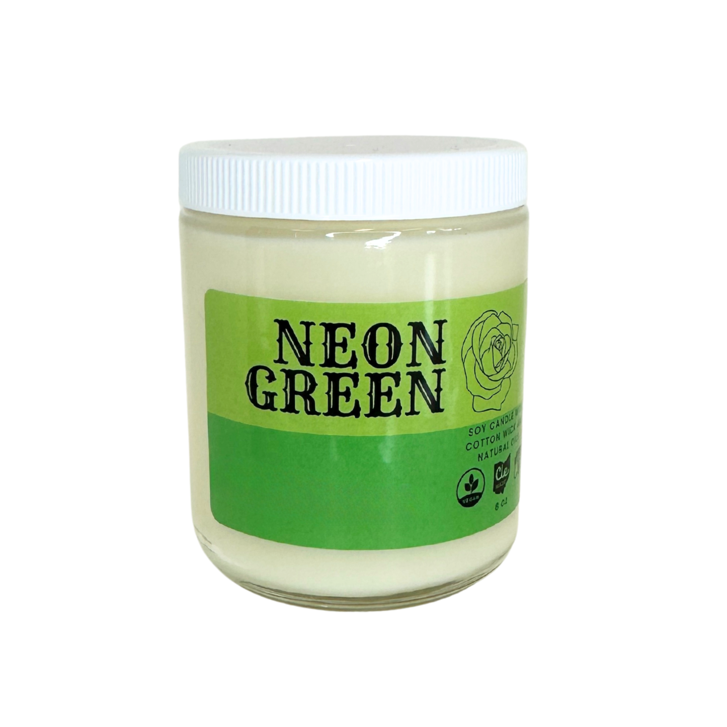Neon Green 8 Ounce Soy Candle