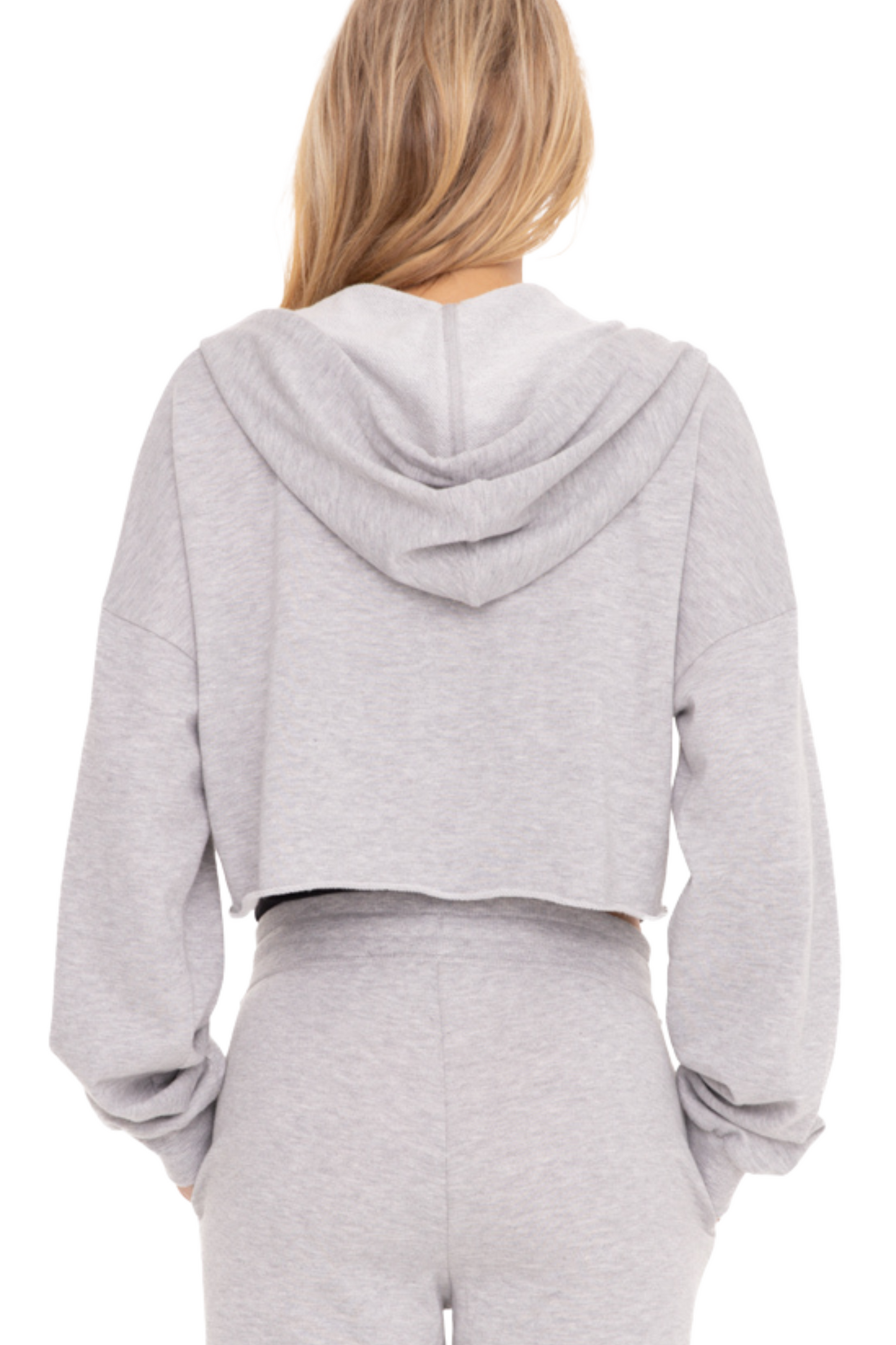 Cropped Terry Cloth Hoodie