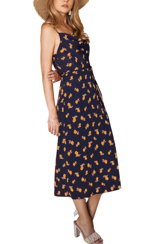 Floral Printed Cami Dress with Tie Waist