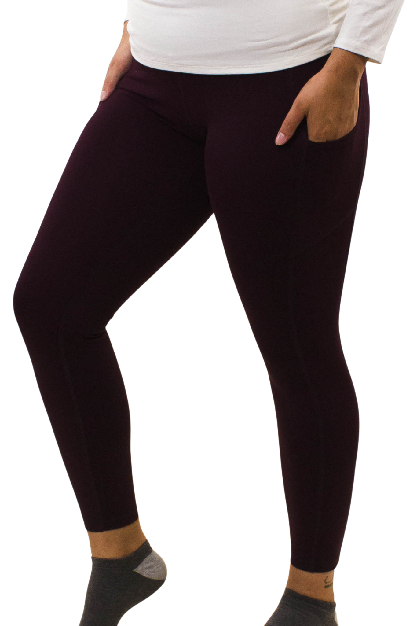 (Medium Charcoals) Basic Leggings with Pockets & Wide Waistband