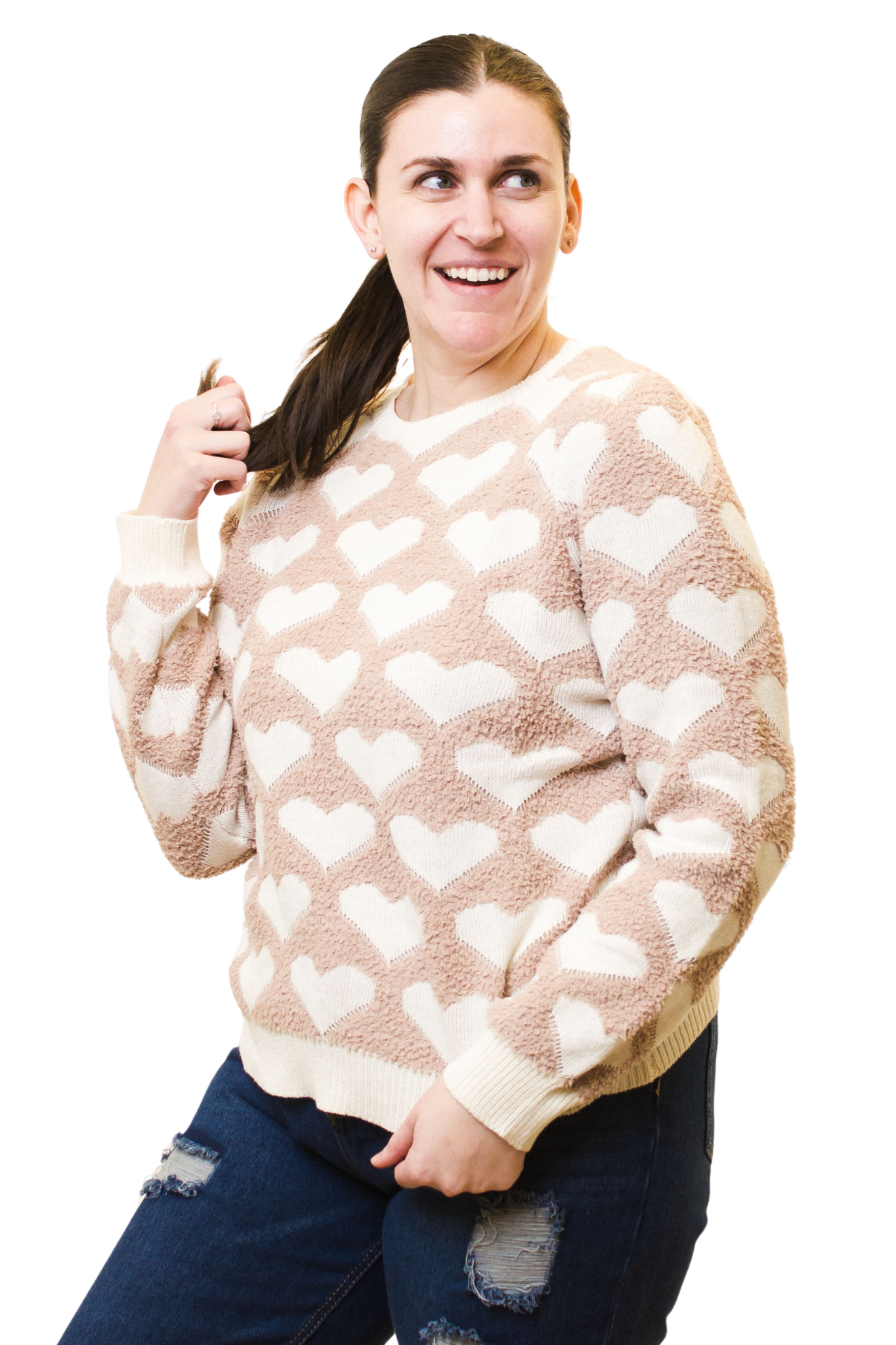 Sherpa & Knit Heart Sweater