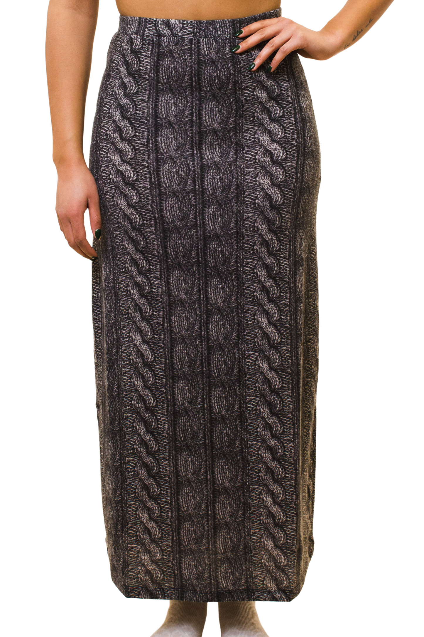 Cable Knit Print Maxi Skirt