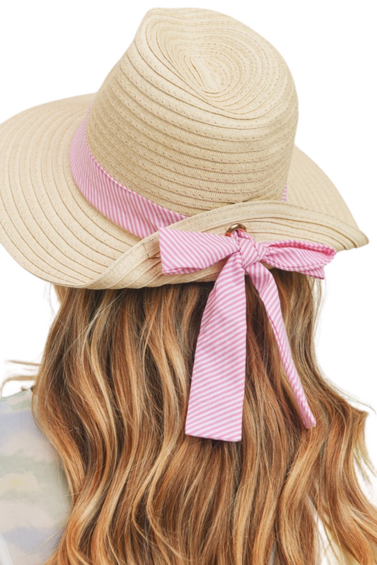 Straw Hat with Ribbon and Bow