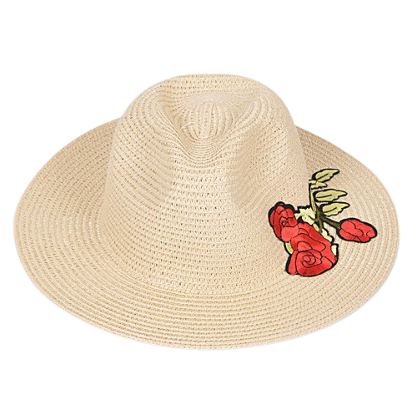 Wide Brim Hat with Flower Decal