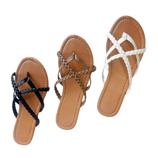 Strappy Braided Flip Flops