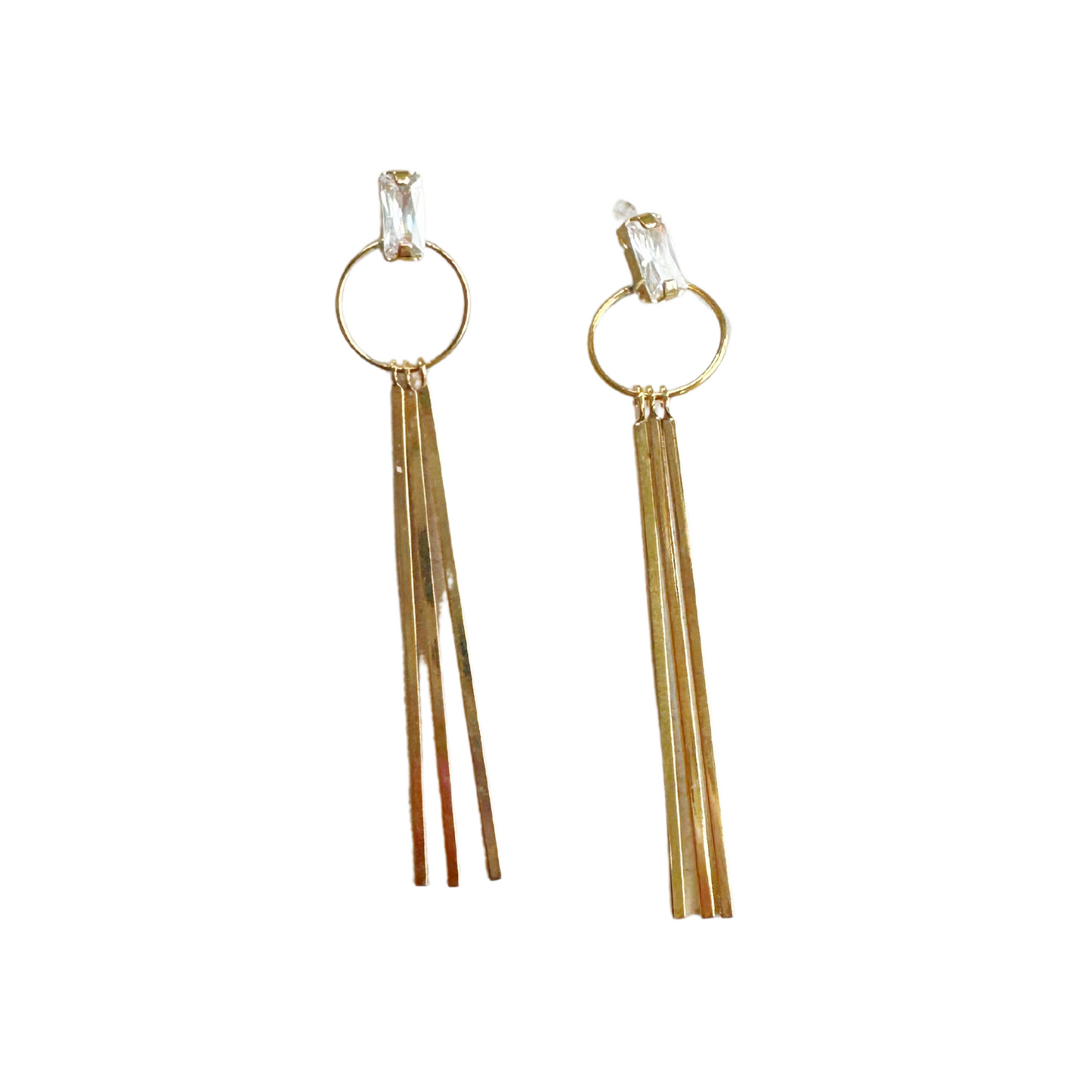 CZ, Ring & Bars Drop Earring