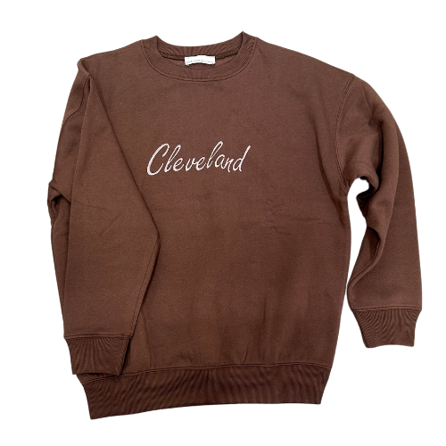 Script Cleveland Hand Stamped Fleece Pullover