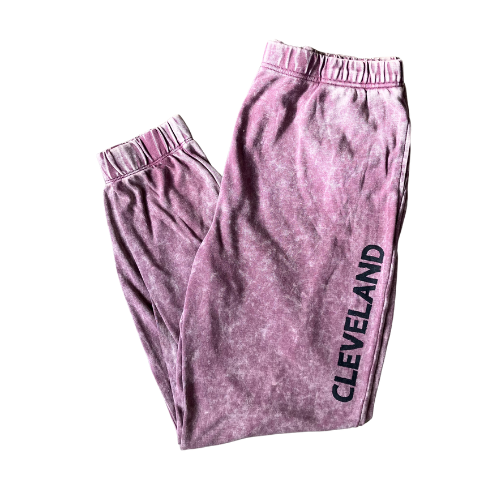 Plus Size Cleveland Hand Stamped Acid Wash Sweatpants